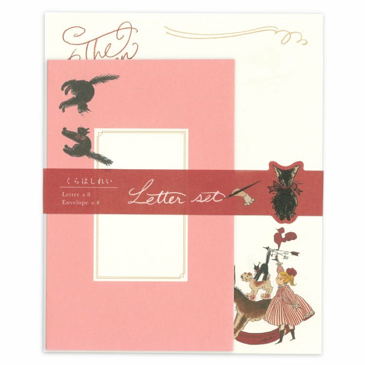粉色 貓與我系列 信紙信封組｜日本Kurahashirei