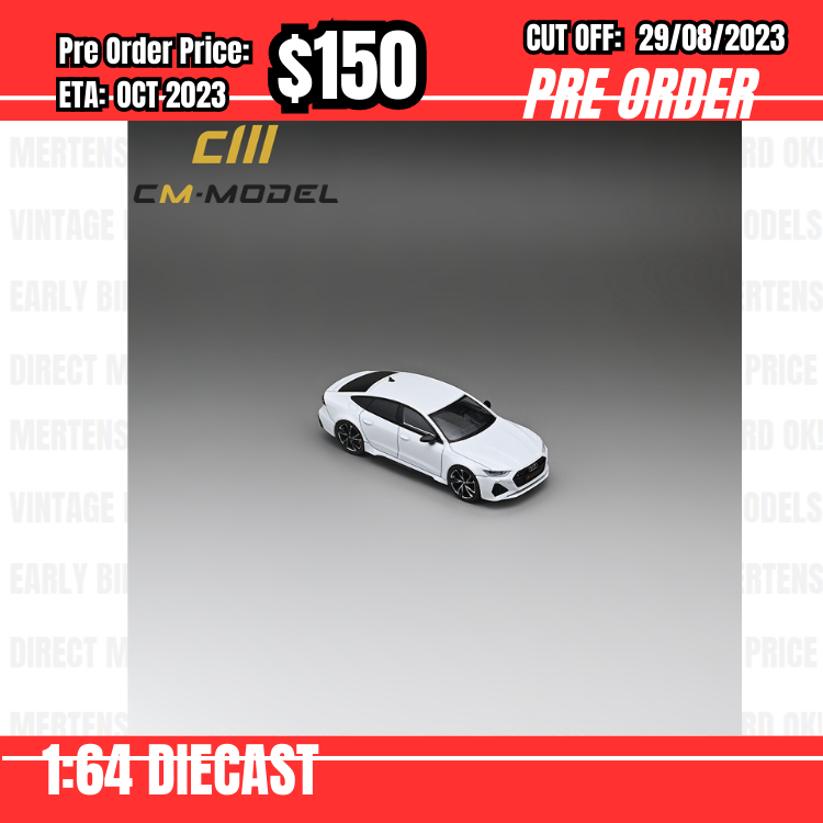 PO-$150 * CM Model * 1:64 Audi RS7 Sportback 2022 Pearl White [OD23/08]