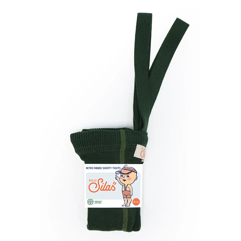 Silly Silas 有機棉吊帶短褲-Dark Green Forest