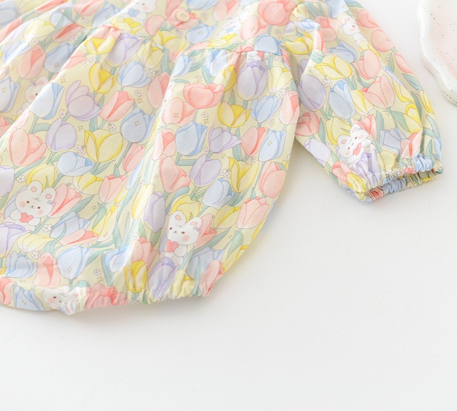 B80AC_A8_C: 彩色鬱金香兔長袖包屁(pre-order)