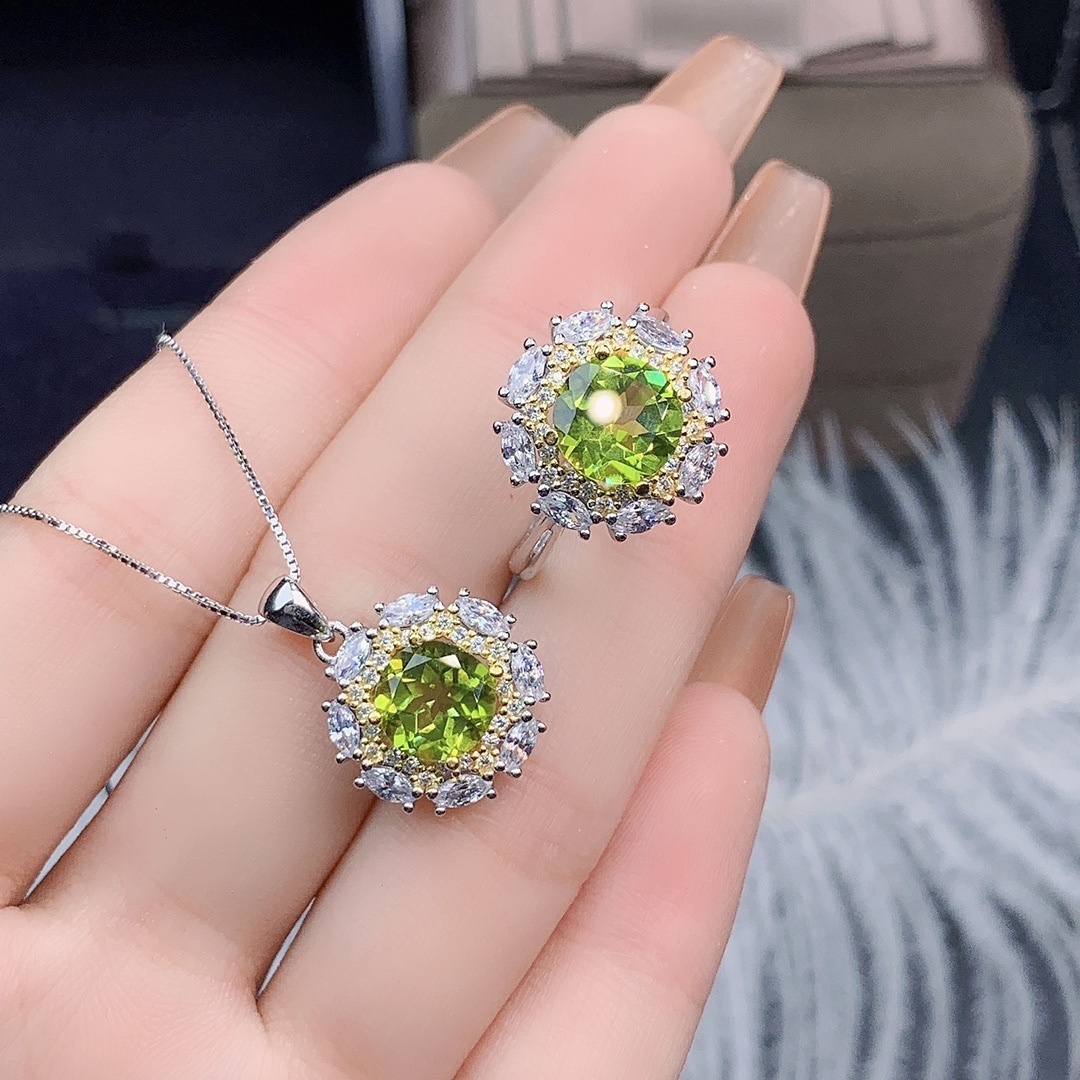 925銀套裝 天然橄欖石