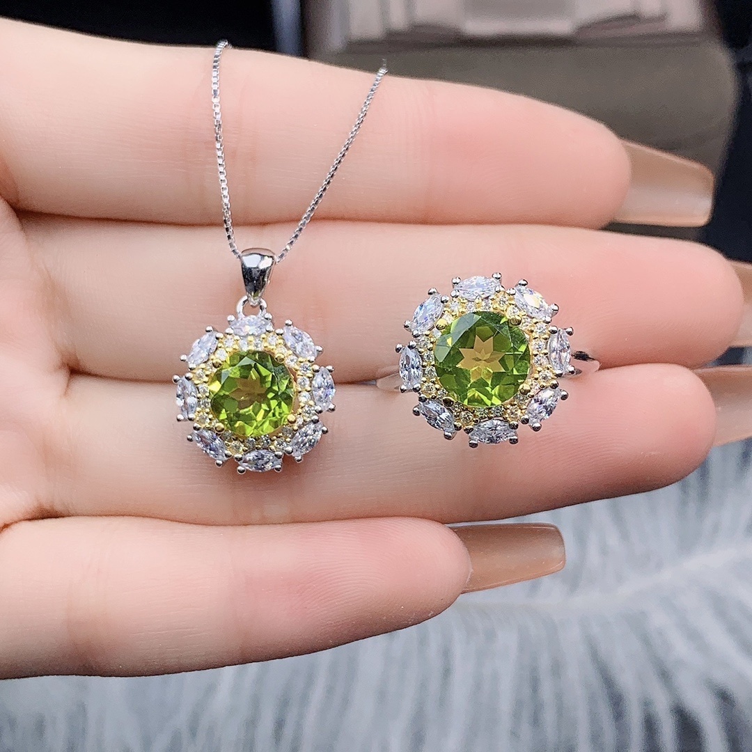 925銀套裝 天然橄欖石