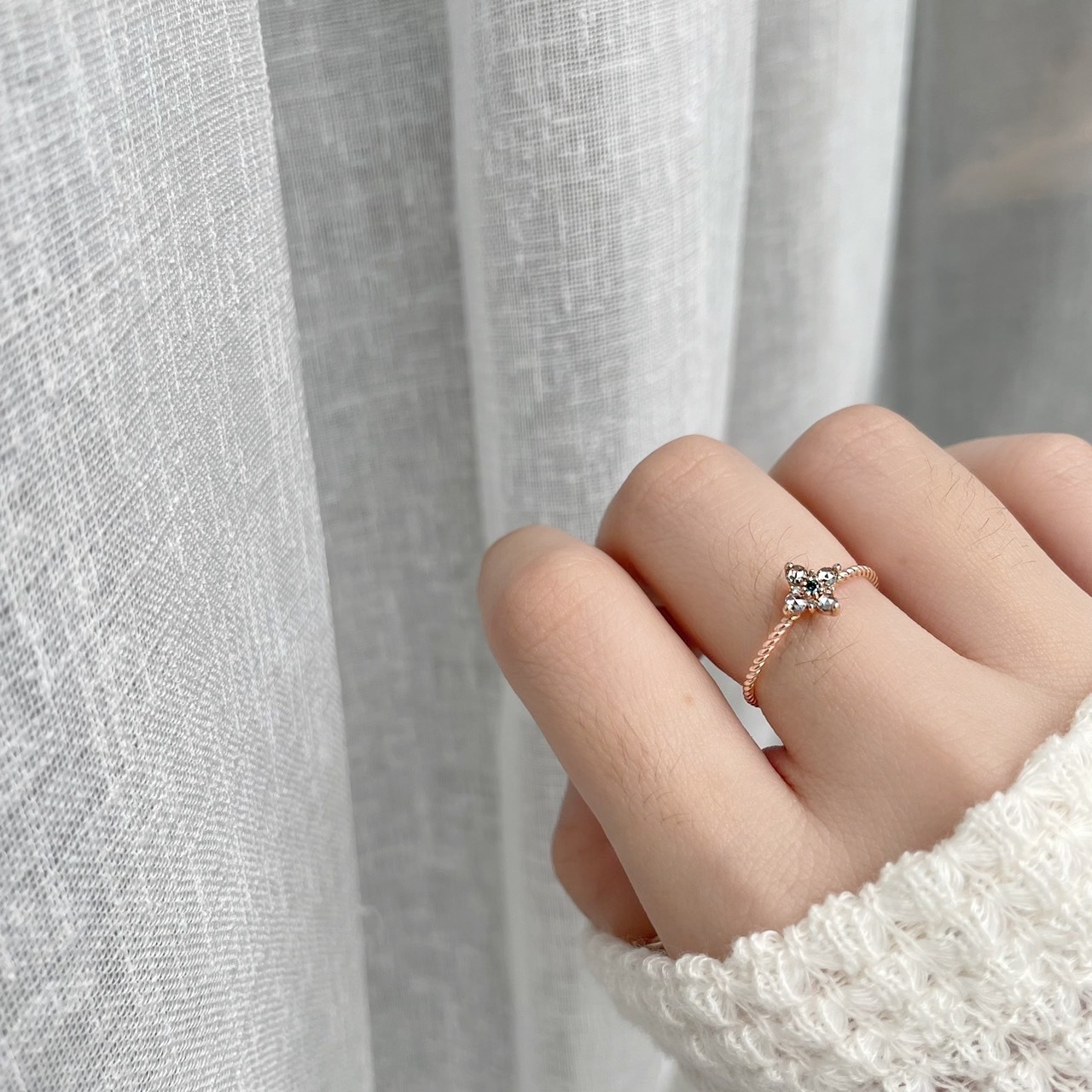 14k Fortune棕鑽石麻花戒指