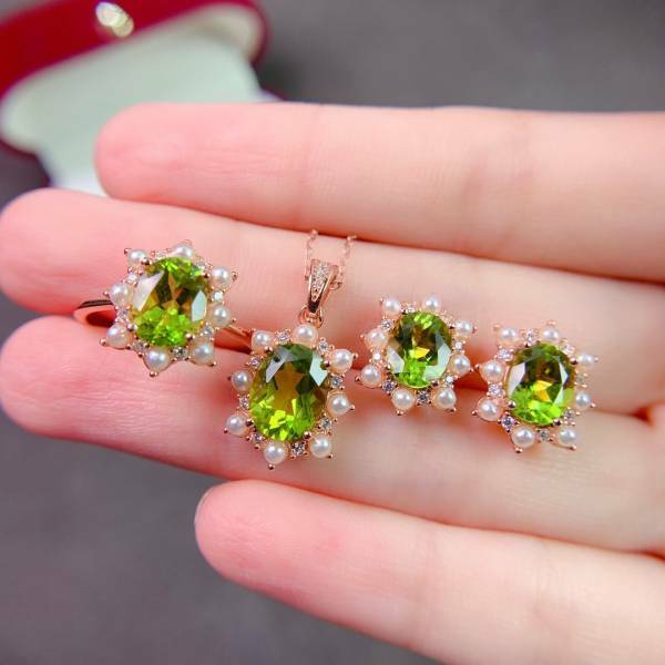 925銀套組 大主石天然橄欖石