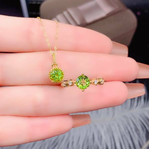 925銀套組 小清新款天然橄欖石