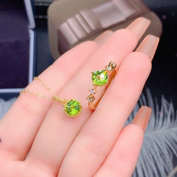 925銀套組 小清新款天然橄欖石