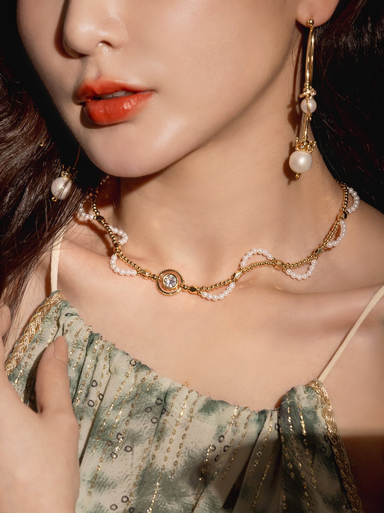 靈魂共振。MUCHAT手作14KGP珍珠波浪鋯石項鍊