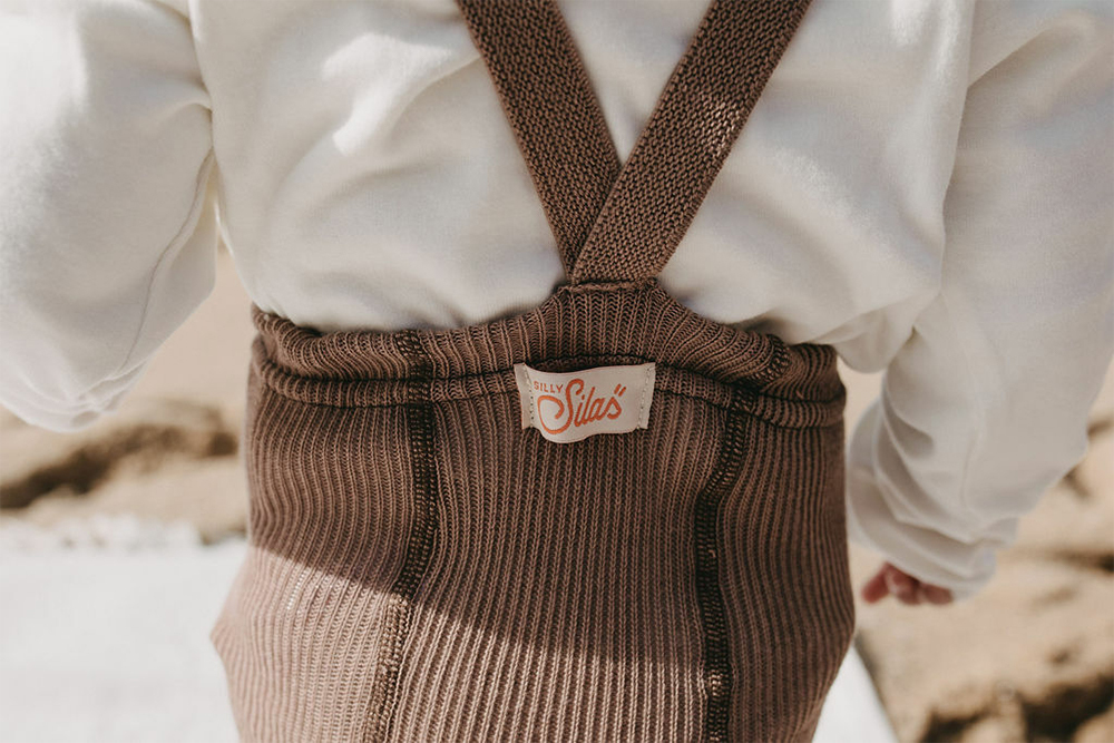 Silly Silas 復古羅紋吊帶褲-Granola