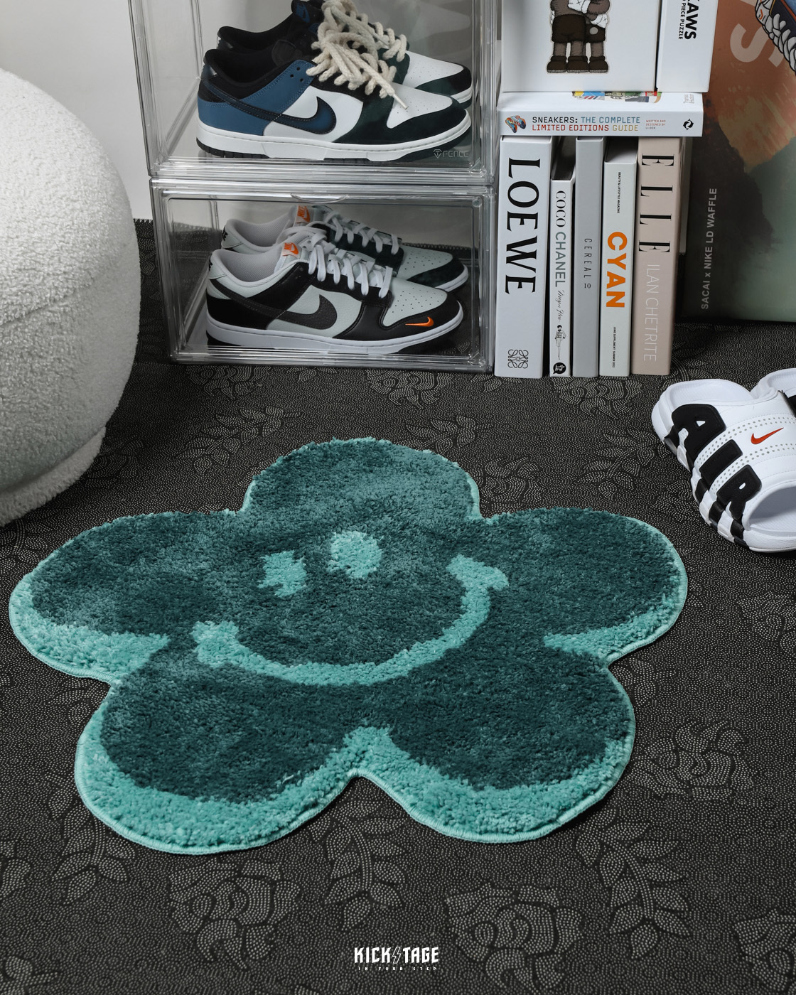 [售出無退換]#KEEP FLOWER RUG 橘色 綠色 花花 花形 地毯 閃電微笑 笑臉 毛絨 地墊 地墊 止滑底【KS177】