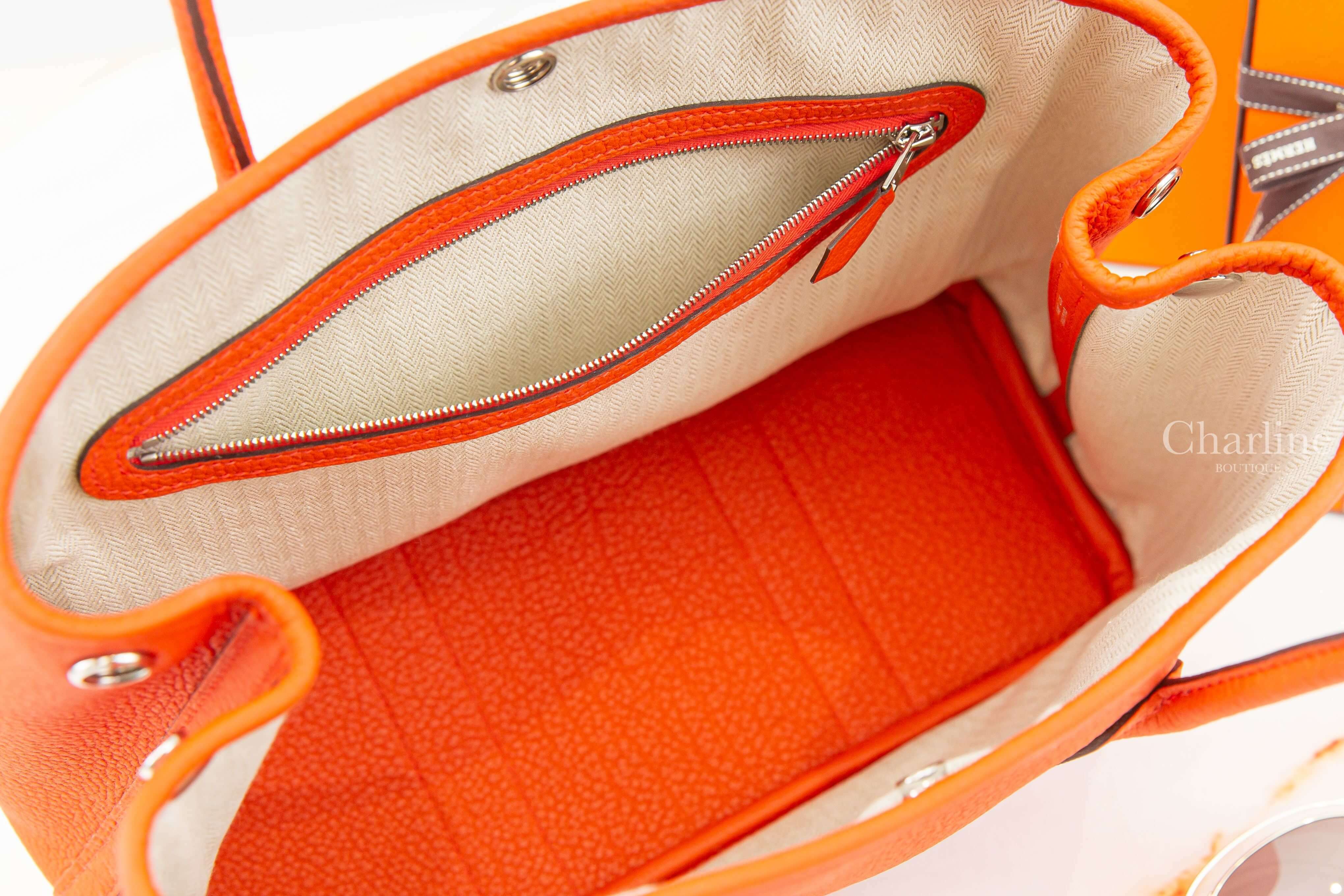 Hermès Garden Party 30cm 9T Capucine Veau Negonda B刻火焰紅肩背包-Charline Boutique 精品代購