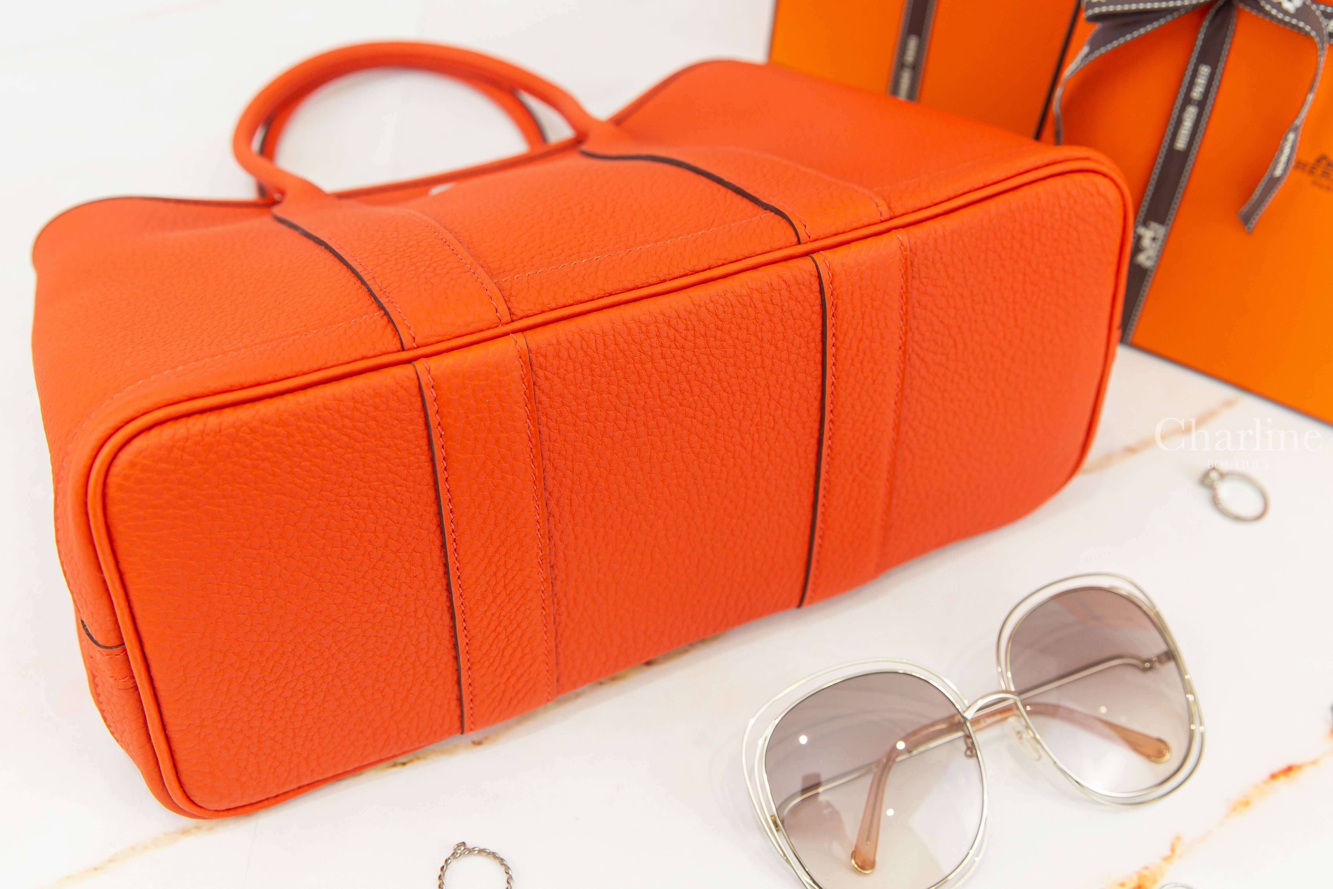 Hermès Garden Party 30cm 9T Capucine Veau Negonda B刻火焰紅肩背包-Charline Boutique 精品代購