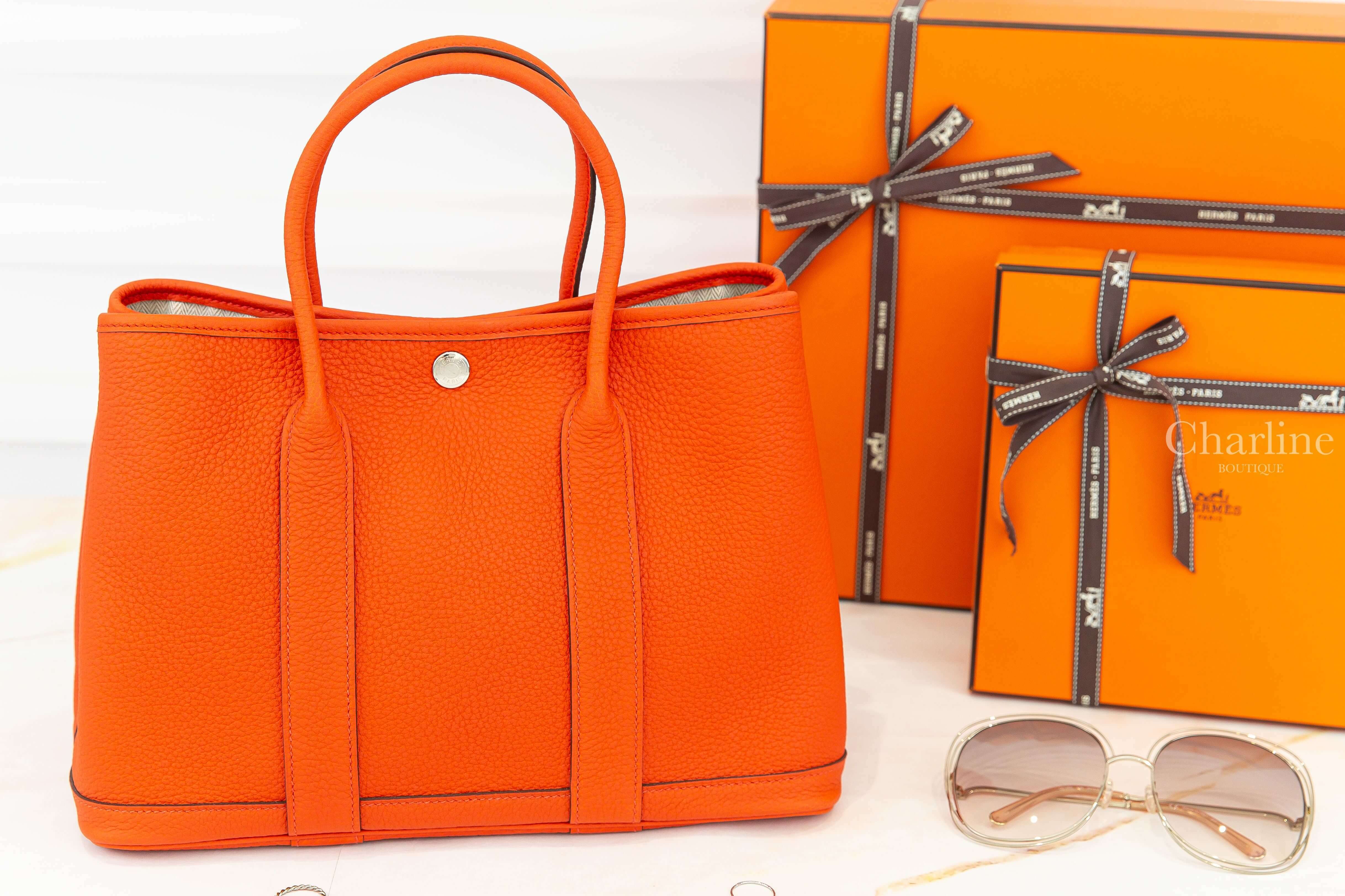 Hermès Garden Party 30cm 9T Capucine Veau Negonda 火焰紅手提包