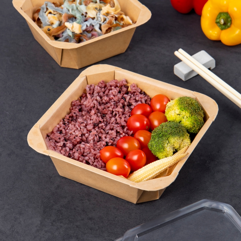 牛皮紙正方形八角餐盒 1000ml