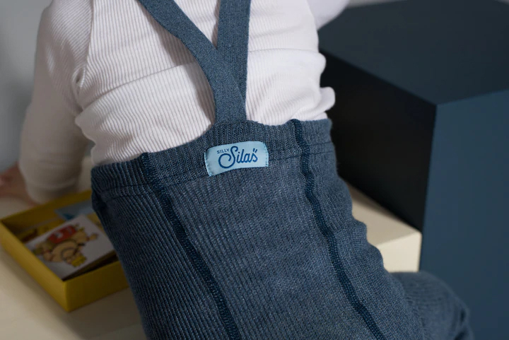 Silly Silas 復古羅紋吊帶褲-Steel Blue