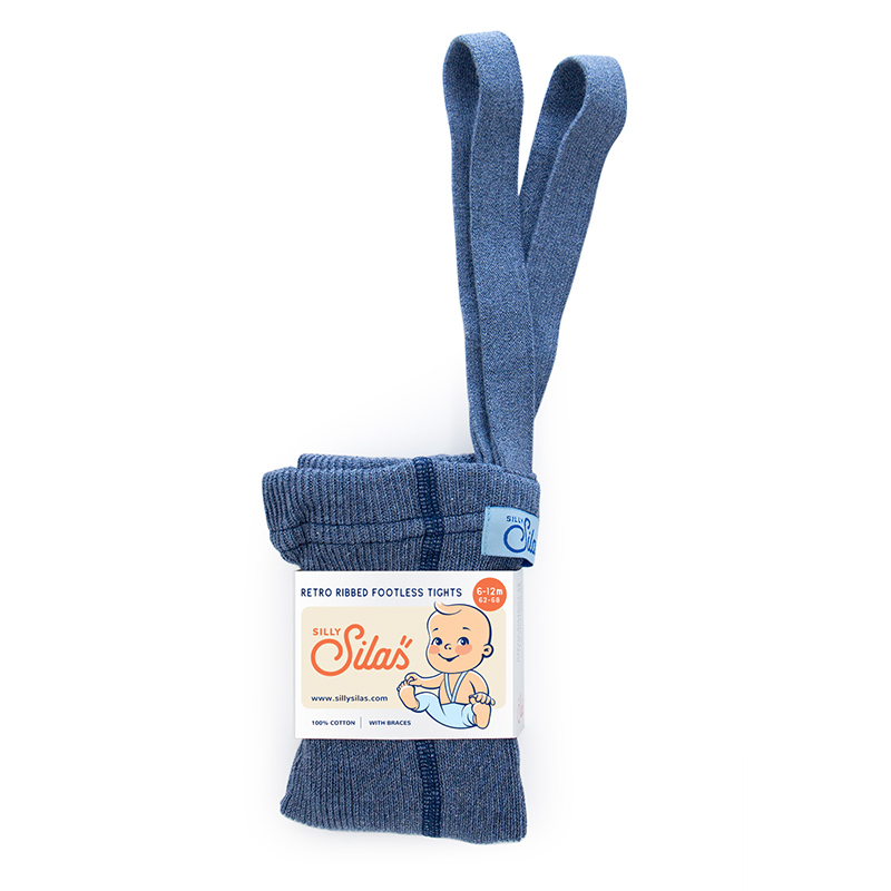 Silly Silas 復古羅紋吊帶褲-Steel Blue