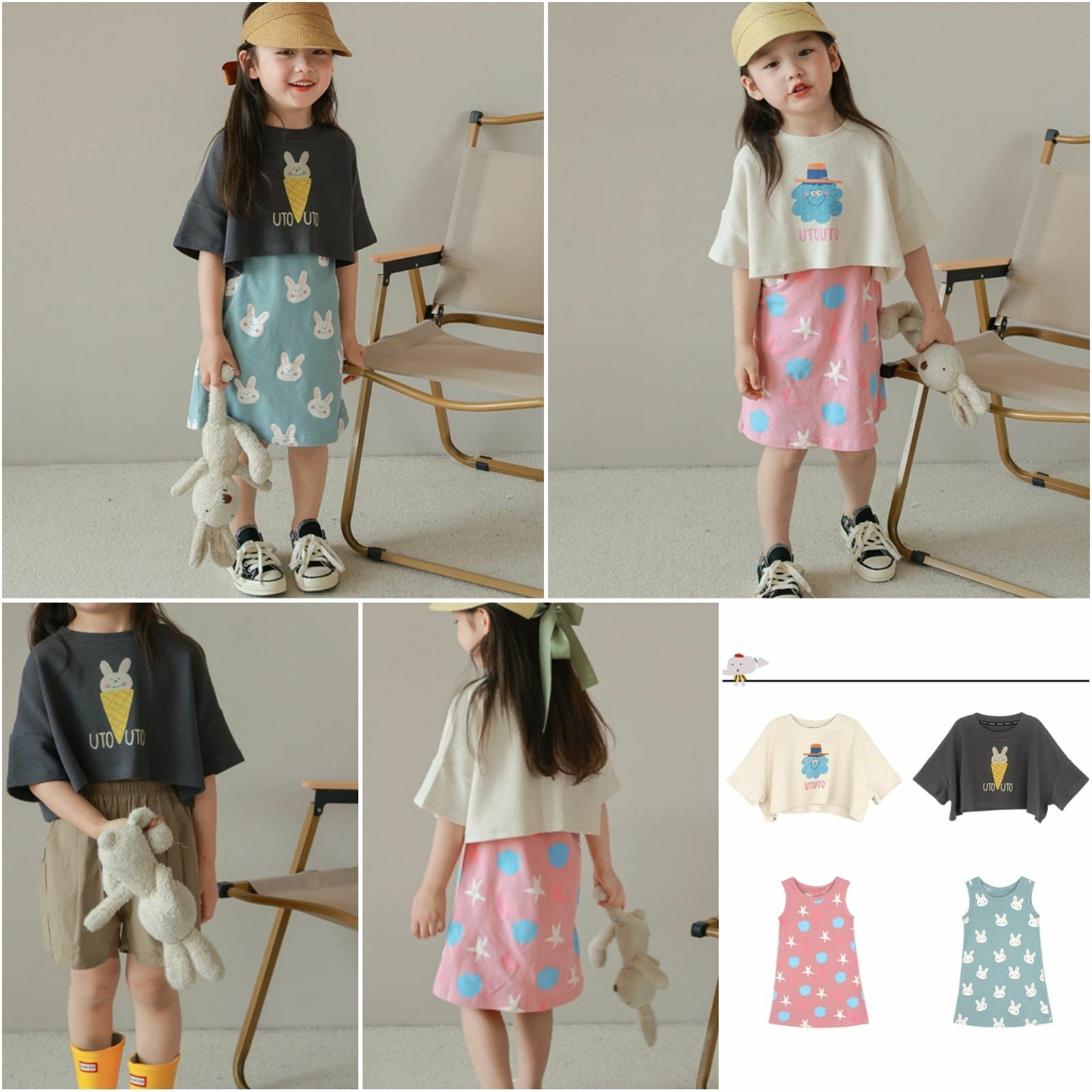 🔶韓式兒童背心裙配可愛上衣🌈套裝-23007240