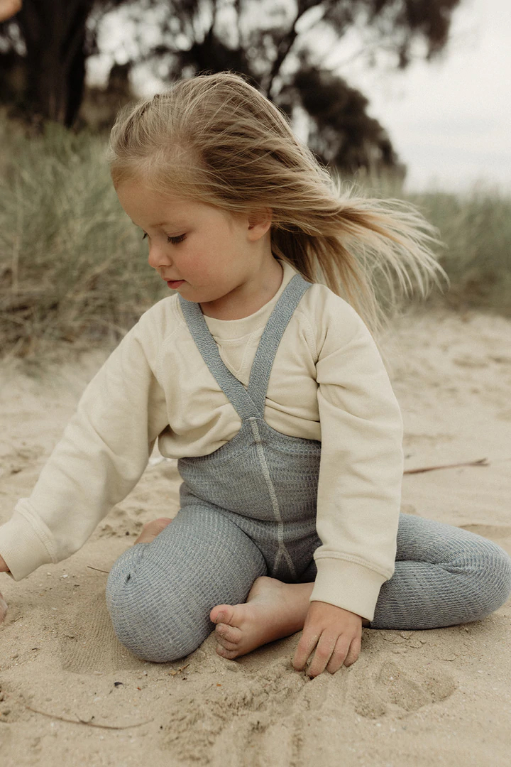 Silly Silas 馬賽克復古羅紋吊帶褲-Marshmallow Sky