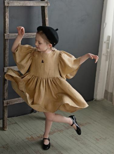 (預購)ALL THE BEAUTIFUL LINEN 後綁帶蝴蝶袖洋裝 FLOWER DRESS