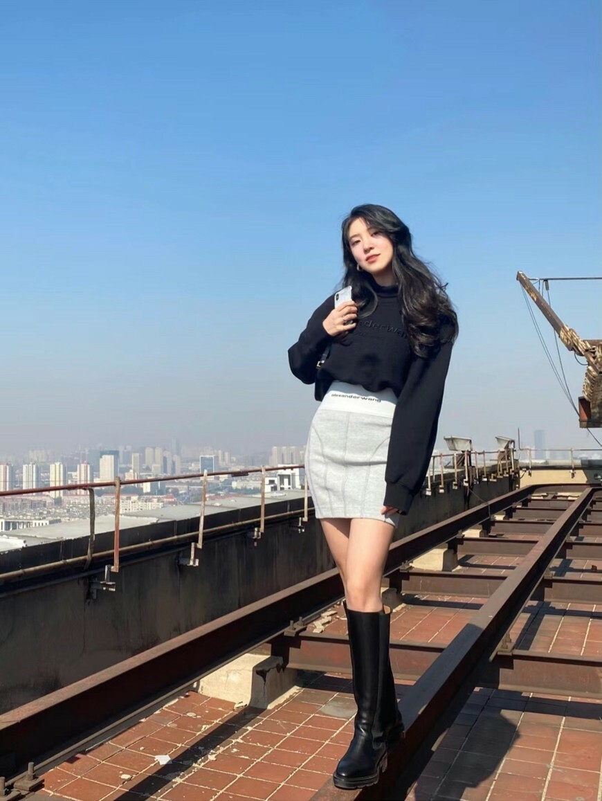 現貨三折 Alexander Wang 高腰彈力半身裙 質感灰