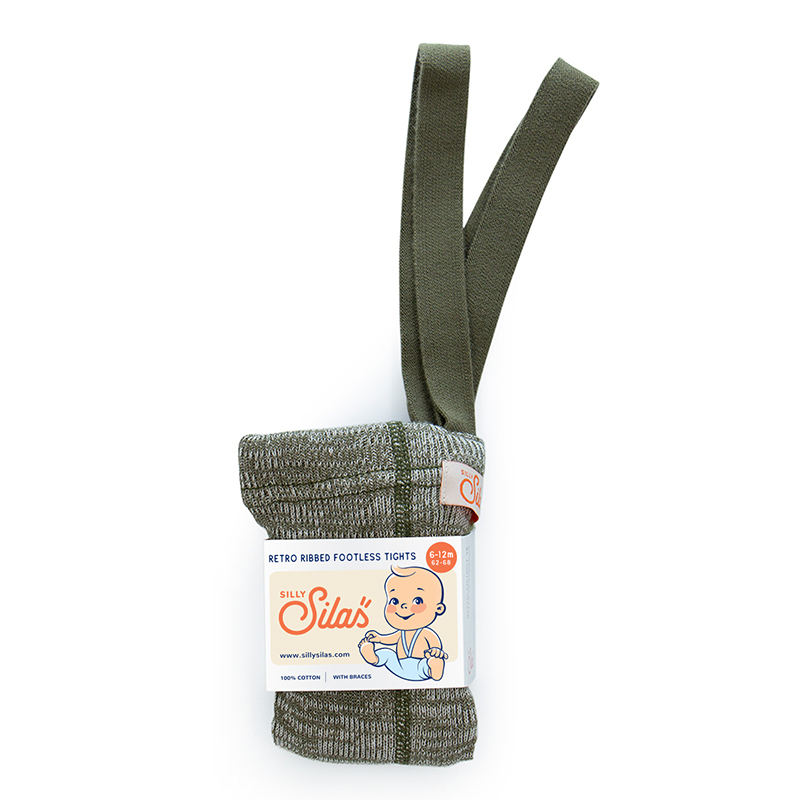 Silly Silas 復古羅紋吊帶褲-Creamy Olive