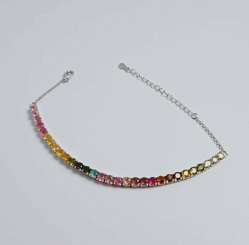 彩碧璽 漸層 銀鍊子(S)