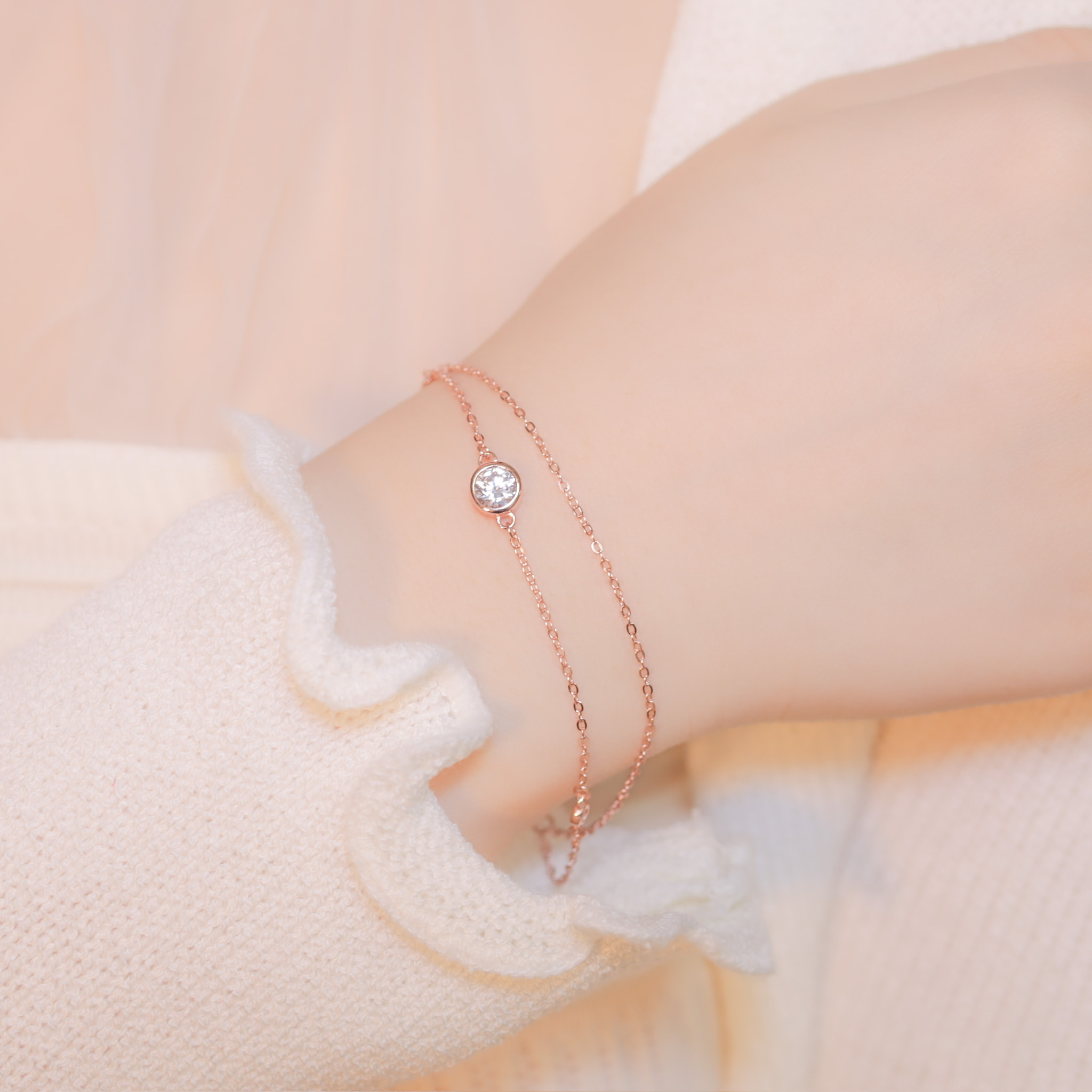 | 925純銀・ 玫瑰金 | 你是我的銀河雙層手鏈 | BR0929 |