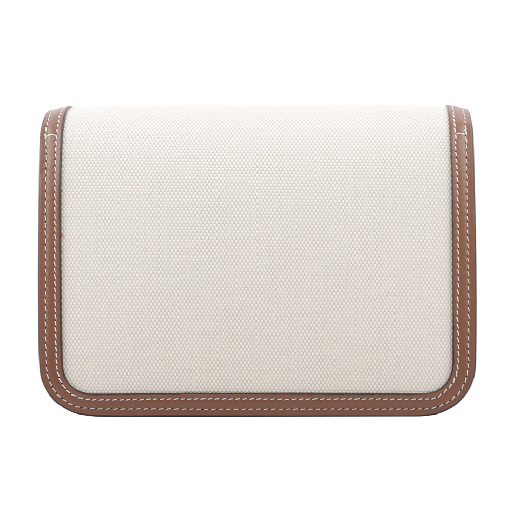 【BURBERRY】TB Logo 帆布及牛皮拼色斜背包(小款)(自然色/麥芽棕色) 8071617