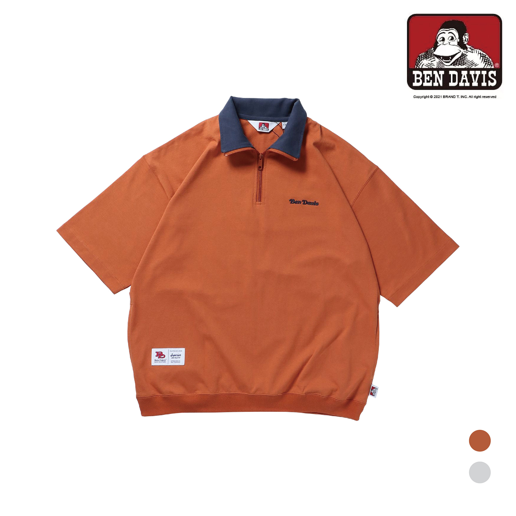 【 BEN DAVIS | 領口跳色半拉鍊短TEE - 2色 】