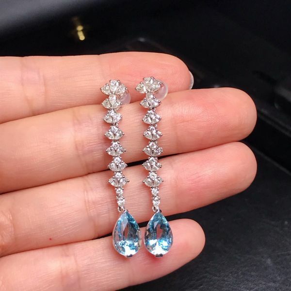 3.25ct 海藍寶耳墜