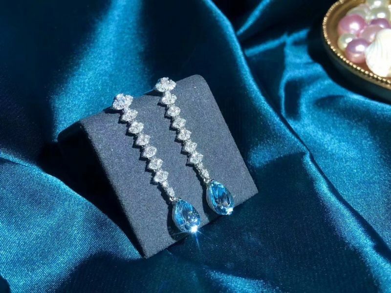 3.25ct 海藍寶耳墜