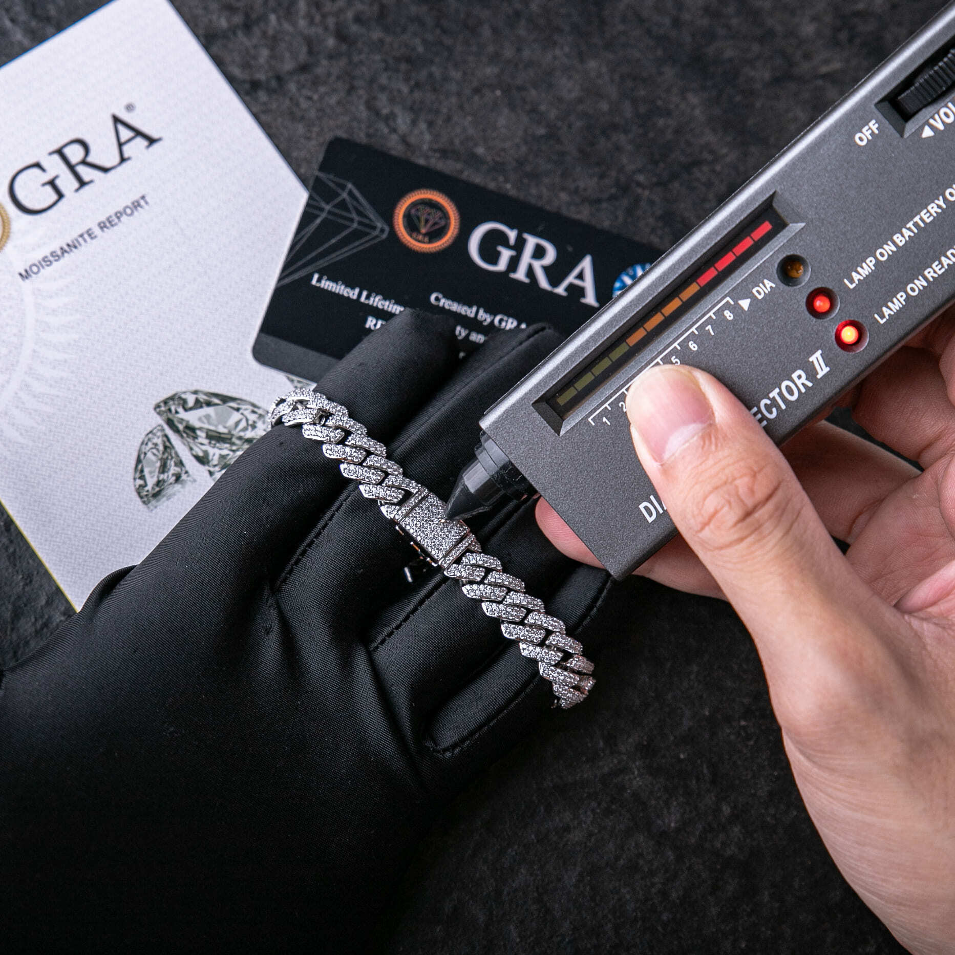 925純銀莫桑石10mm滿鑲菱形古巴手鍊