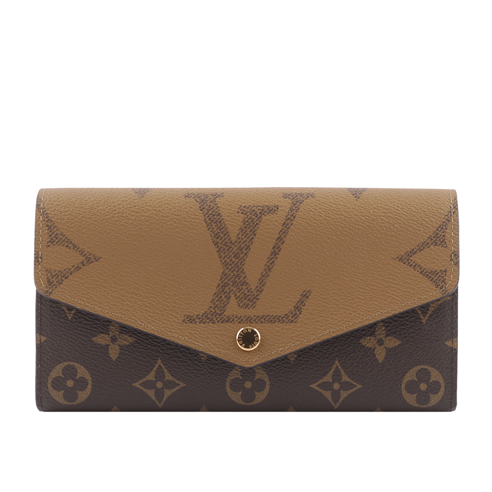 【Louis Vuitton / LV】Monogram Sarah 雙色帆布發財長夾(棕色) M80726
