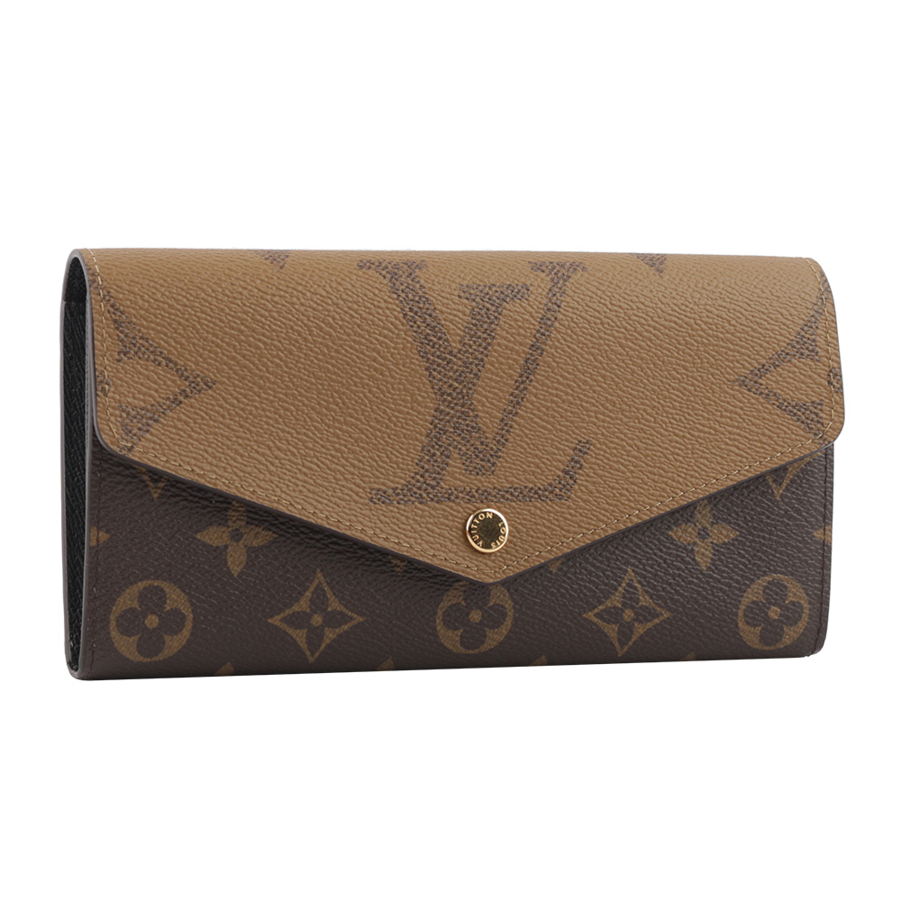 【Louis Vuitton / LV】Monogram Sarah 雙色帆布發財長夾(棕色) M80726