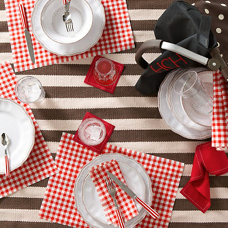 餐巾 野餐紅格