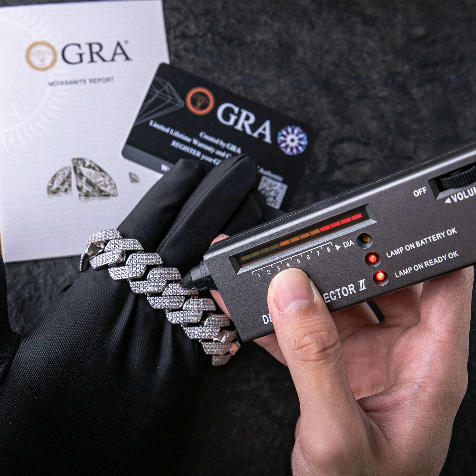 925純銀莫桑石20mm三排滿鑲菱形古巴手鍊