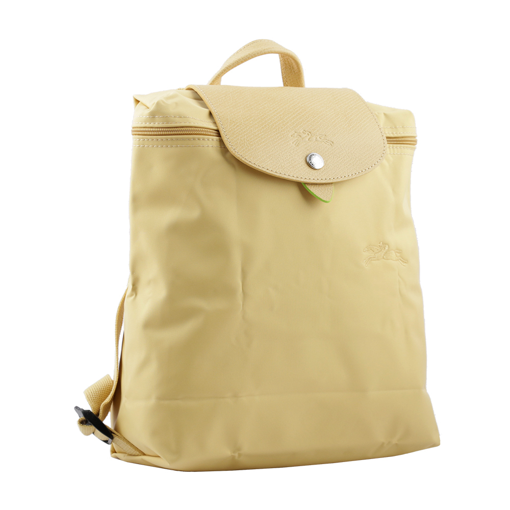 【LONGCHAMP】LE PLIAGE GREEN再生帆布折疊後背包(小麥黃) L1699 919 A81