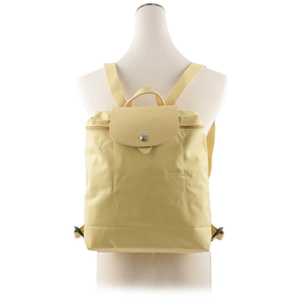【LONGCHAMP】LE PLIAGE GREEN再生帆布折疊後背包(小麥黃) L1699 919 A81