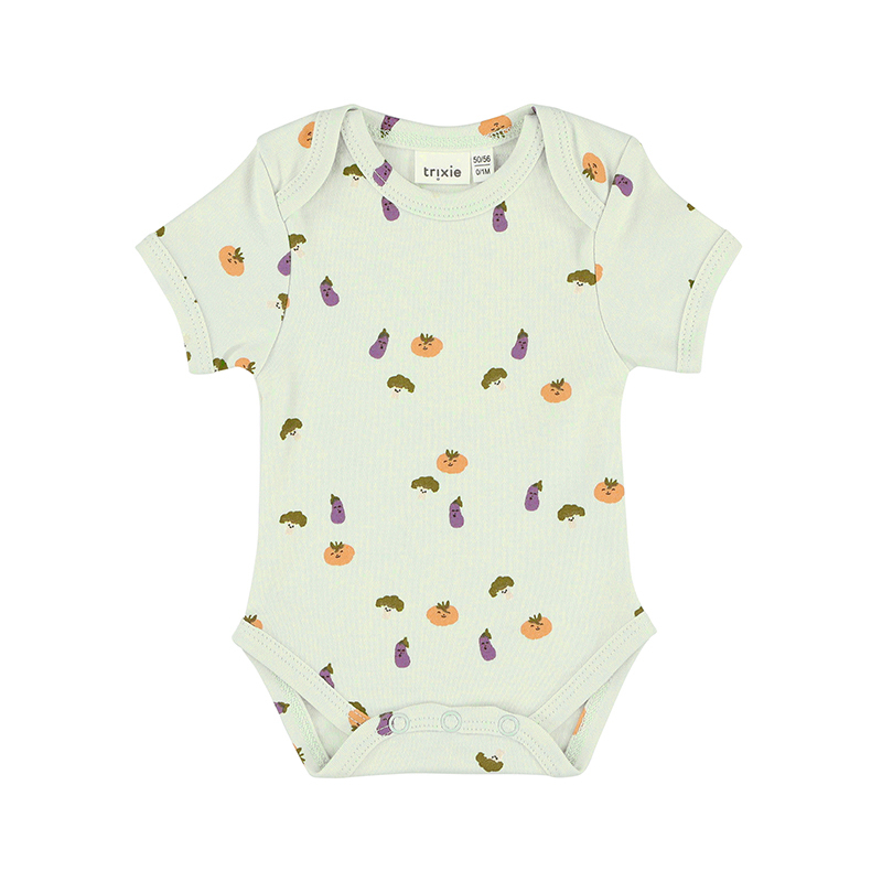 trixie 有機棉短袖包屁衣-微笑蔬果