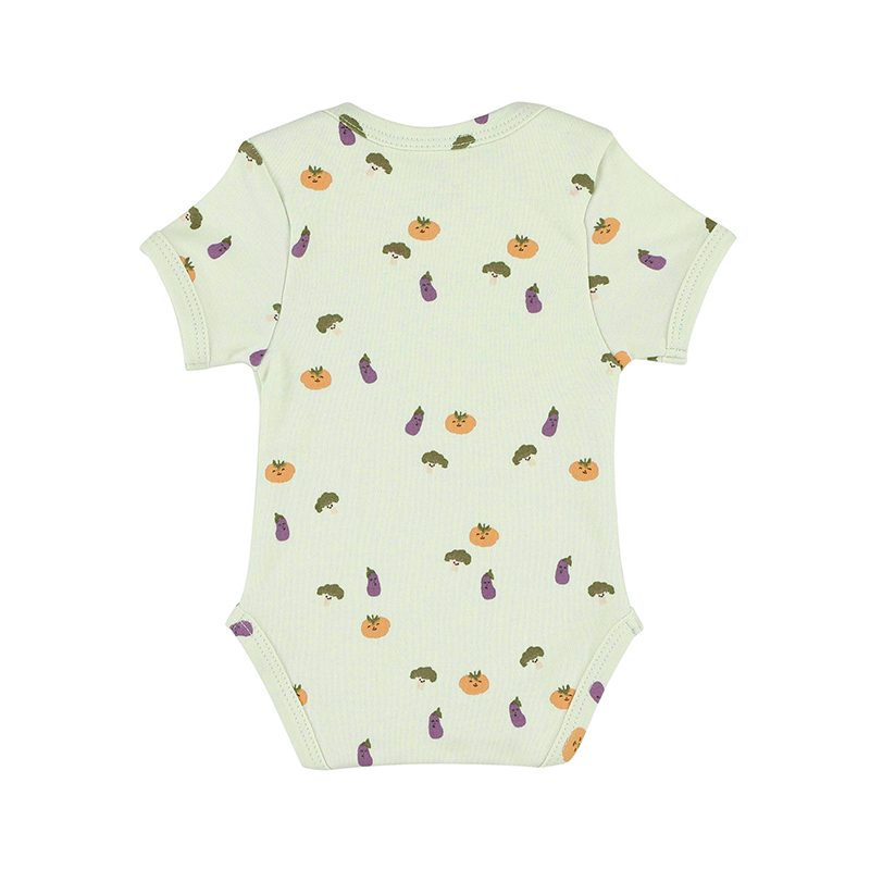 trixie 有機棉短袖包屁衣-微笑蔬果