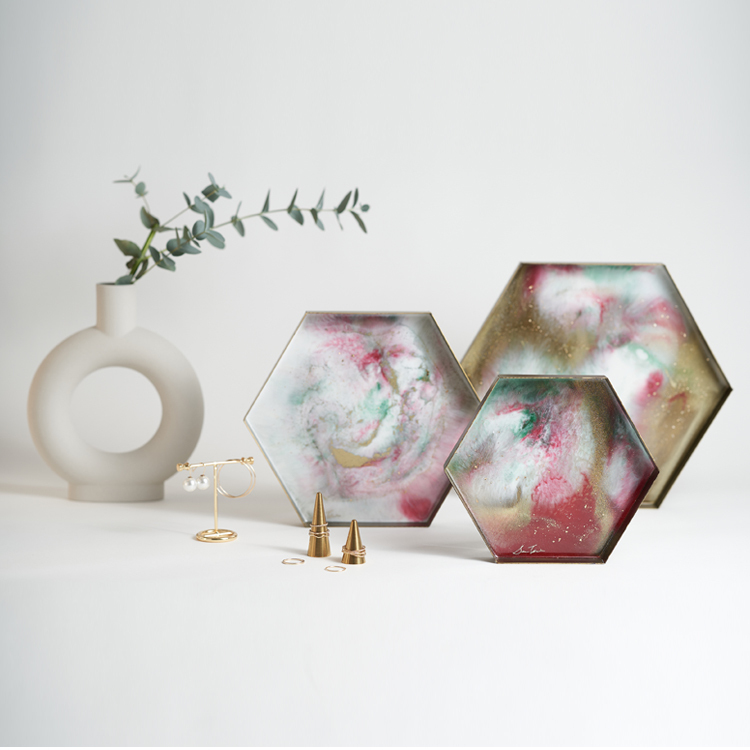 Chrismas 金屬拉絲六角形托盤