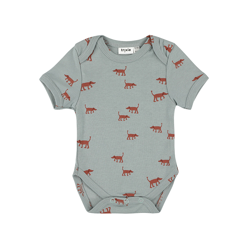 trixie 有機棉短袖包屁衣-小狗圓舞曲