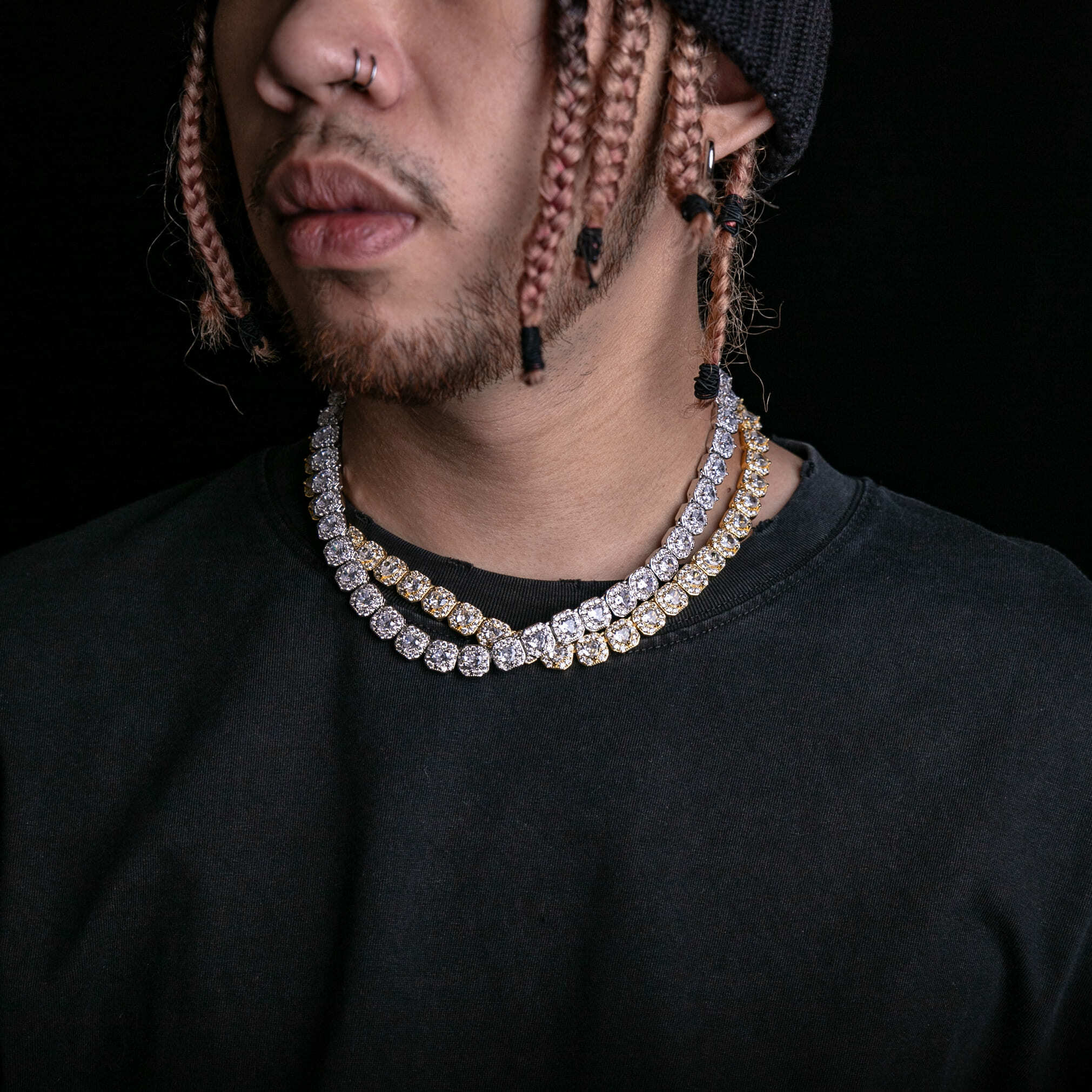 925純銀莫桑石10mm滿鑲冰糖梅花項鍊