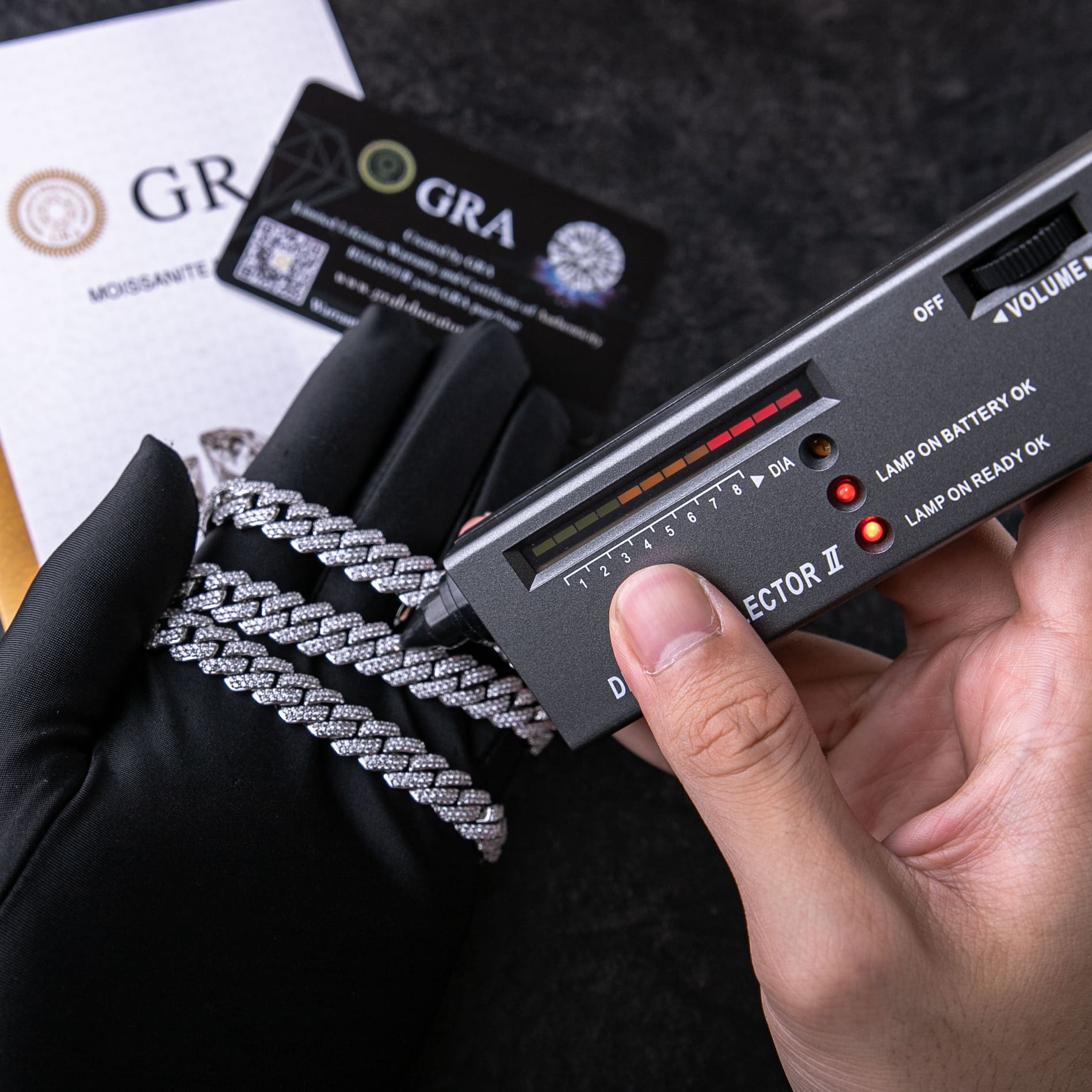 925純銀莫桑石10mm滿鑲菱形古巴項鍊