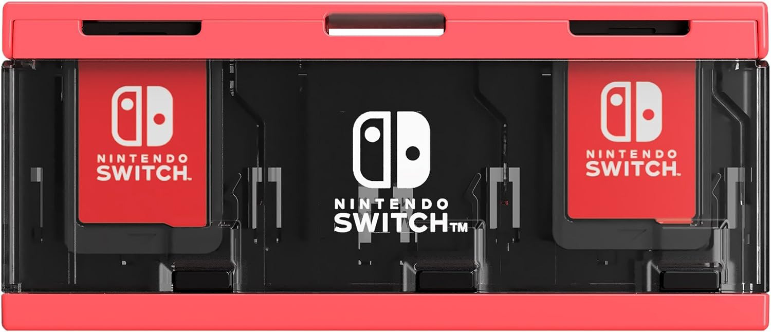 NS HORI 按壓式卡匣收納盒6入 紅 NSW-128