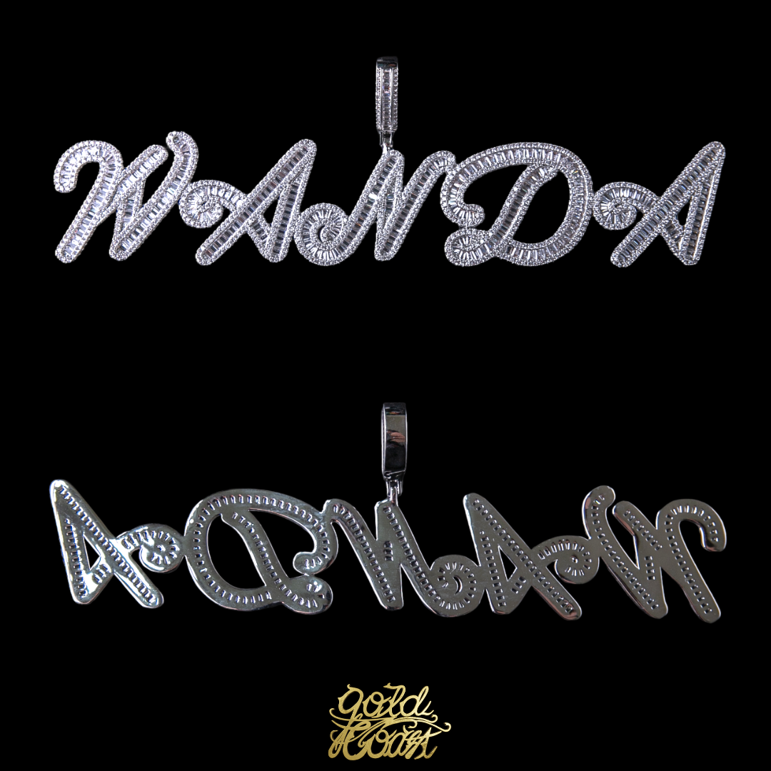 客製化雙排T方混鑲手稿字體(A-Z)字母墜飾