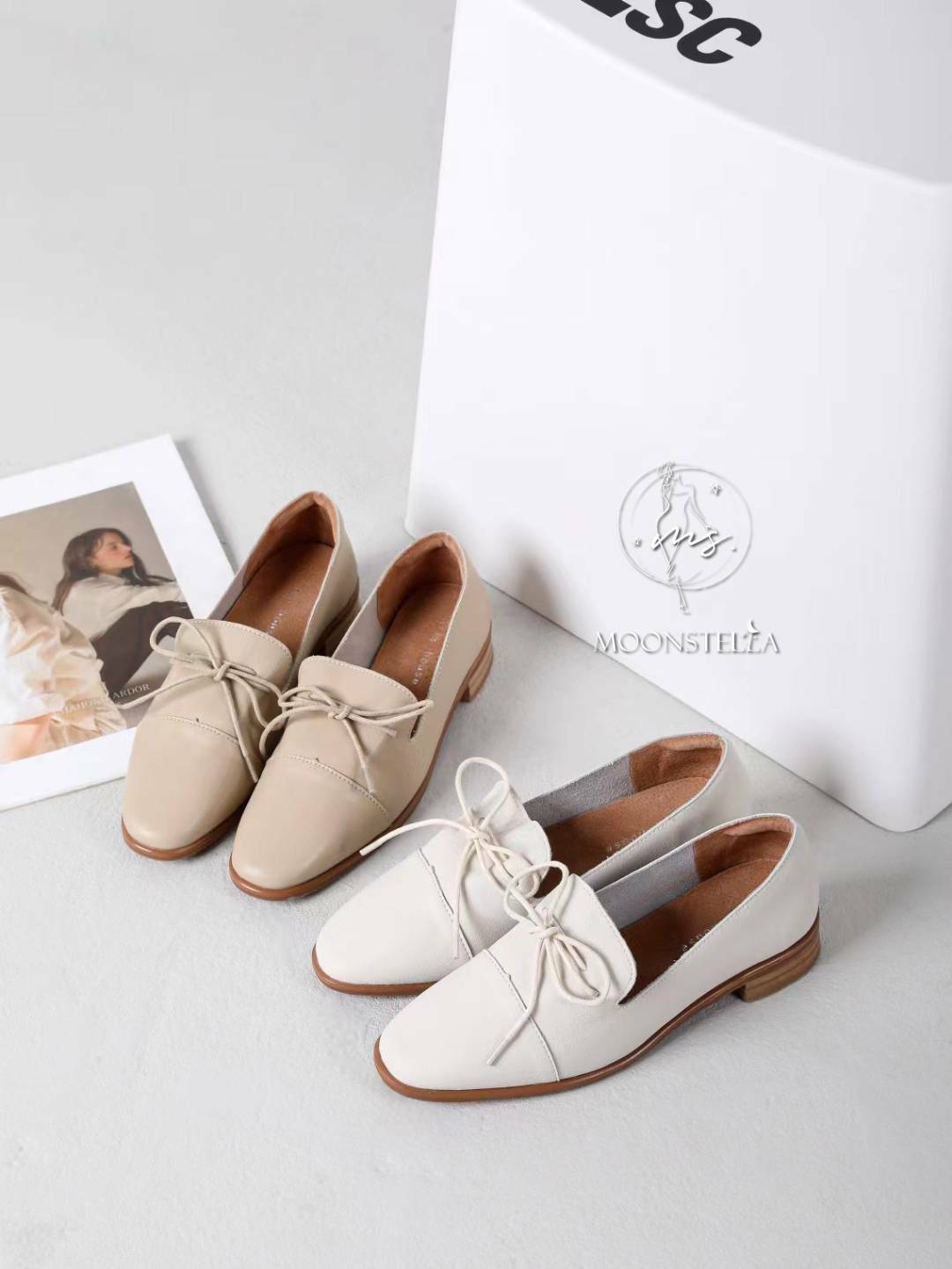簡約氣質蝴蝶結真皮小單鞋