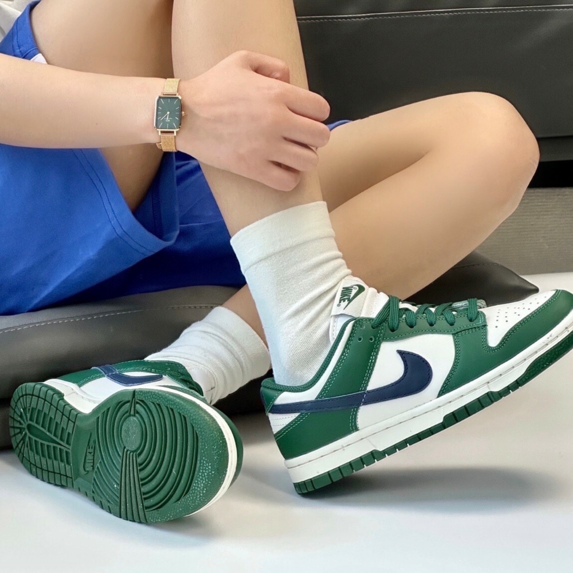 Nike Dunk Low Gorge Green 白綠午夜藍 復古 低筒 休閒鞋 女鞋