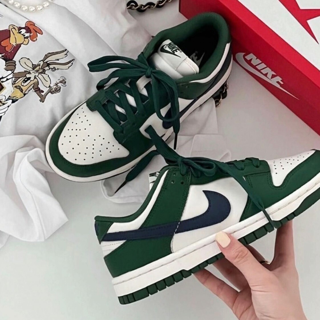 Nike Dunk Low Gorge Green 白綠午夜藍 復古 低筒 休閒鞋 女鞋