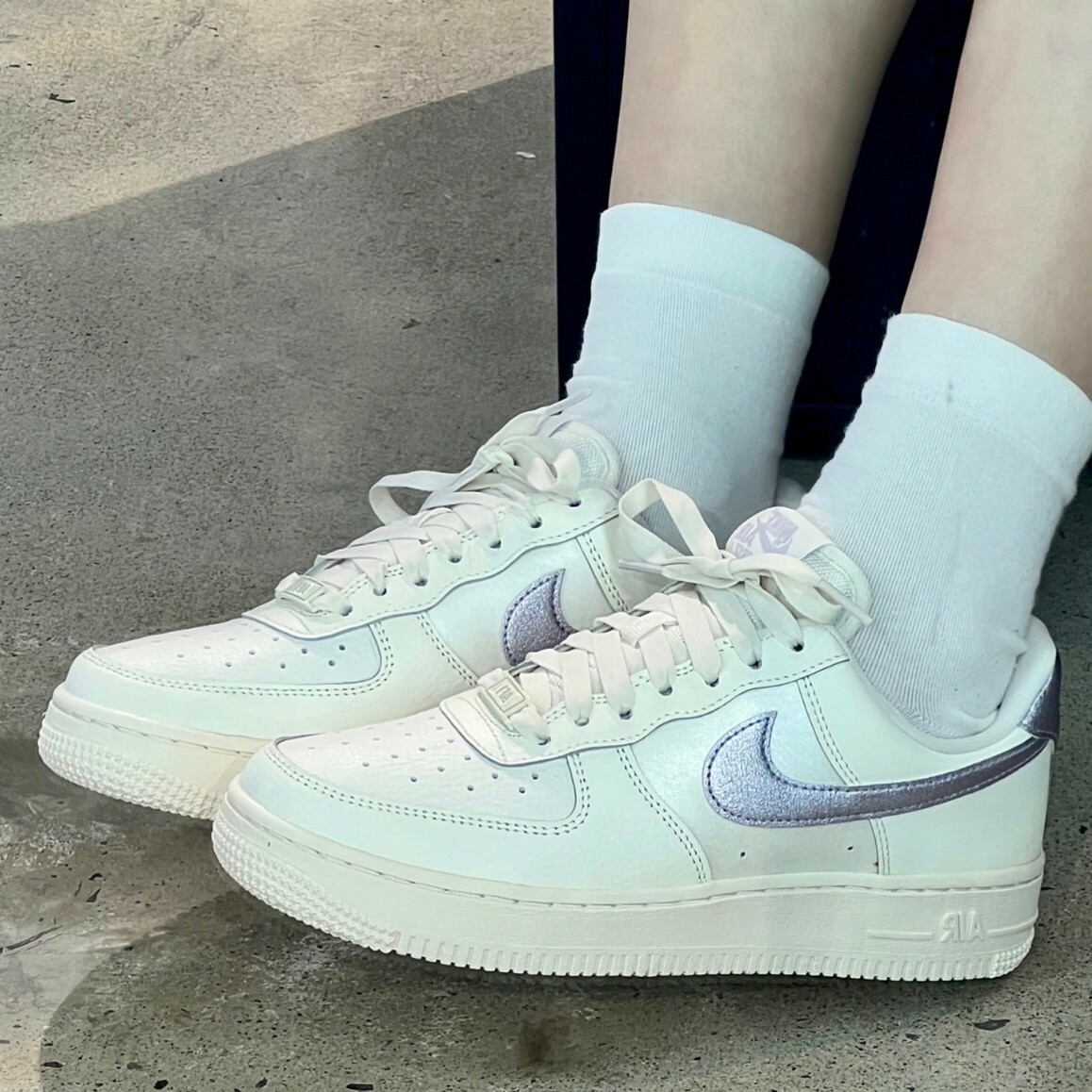 Nike Air Force 1 Metallic Purple 薰衣草紫 金屬光 奶油白 女鞋