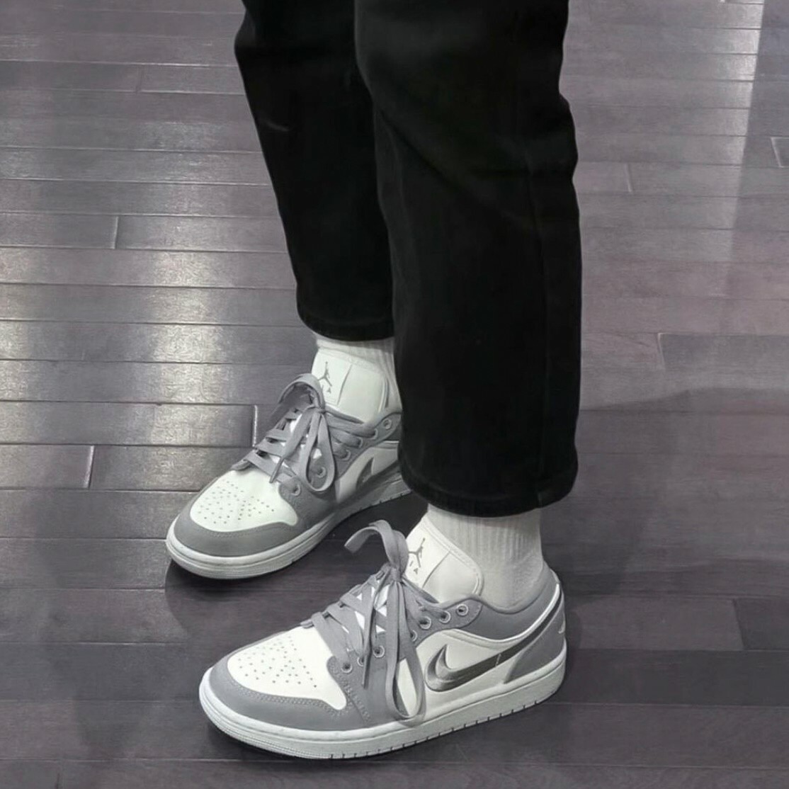 Nike Air Jordan 1 Low SE Light Steel Grey 白灰刺繡 低筒 復古 休閒鞋